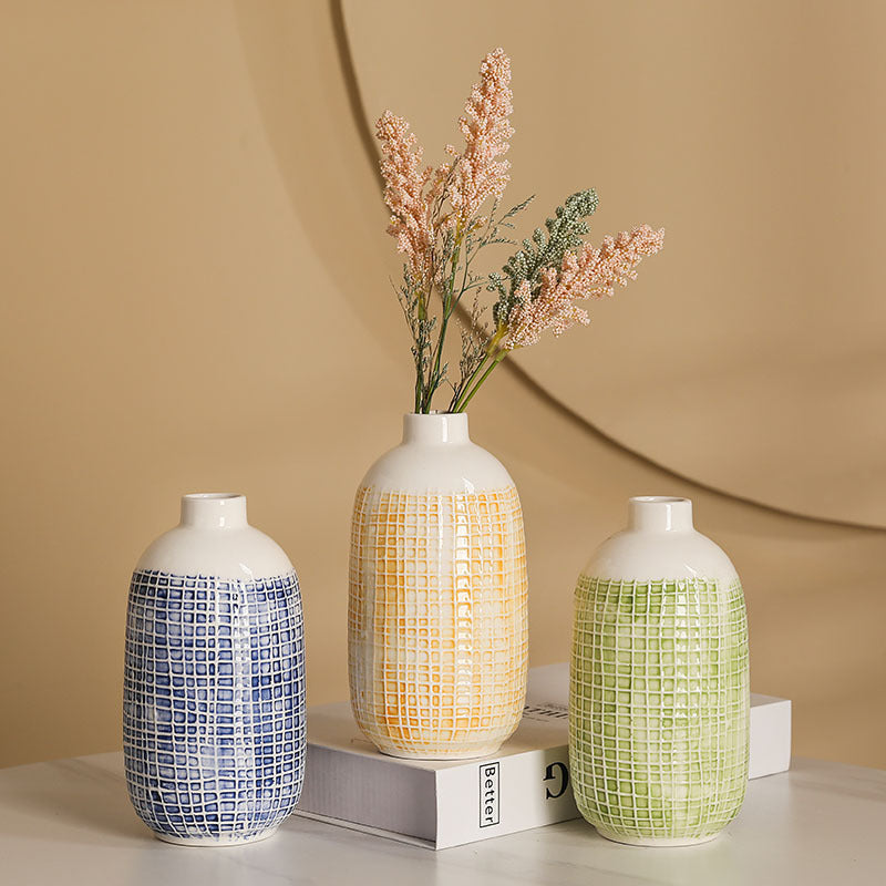 Stylish Ceramic Vase Yellow Blue | Kelmera