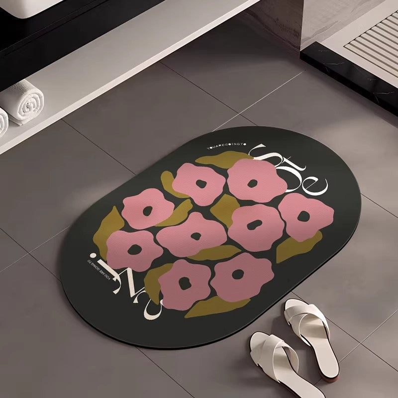 Stylish Floral-Themed Bathroom Mat | Kelmera