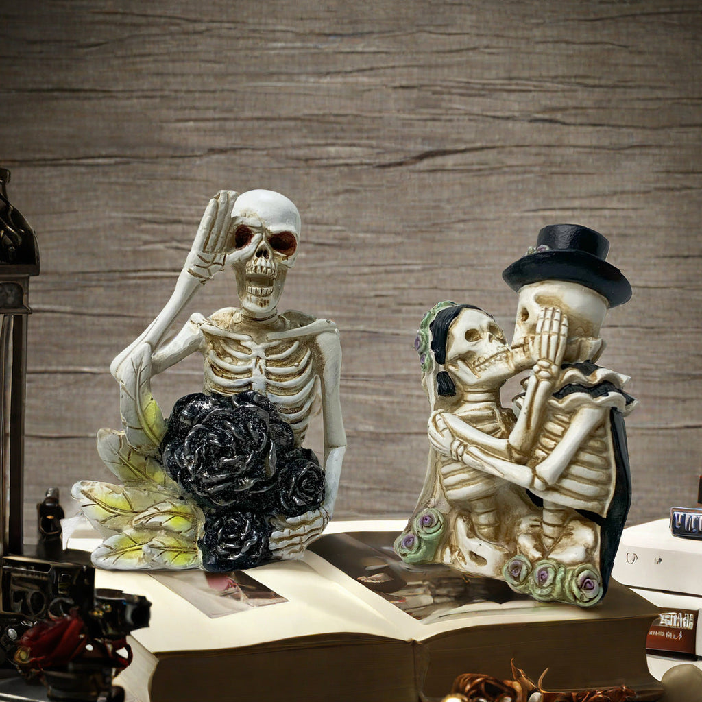 Stylish Skeleton Figure with Top Hat and Black Rose | Kelmera