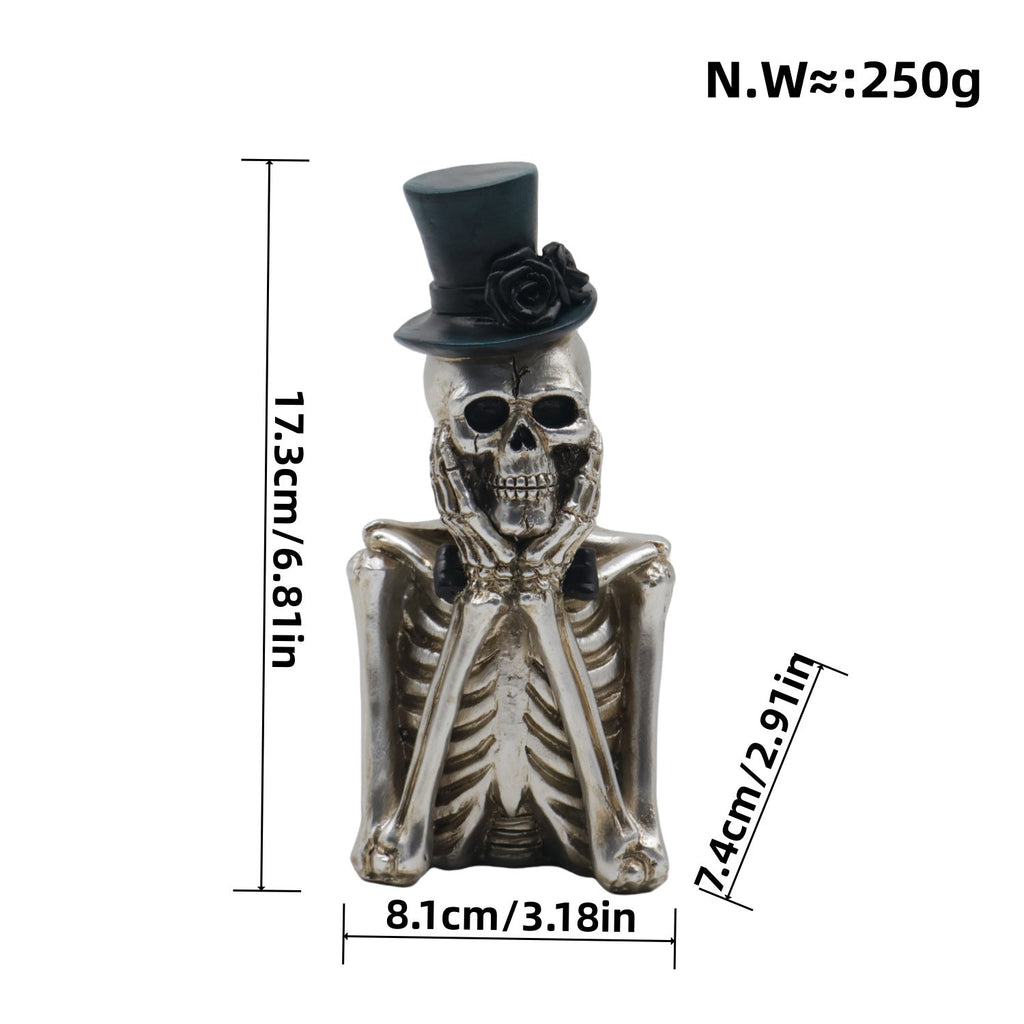Stylish Skeleton Figure with Top Hat and Black Rose | Kelmera
