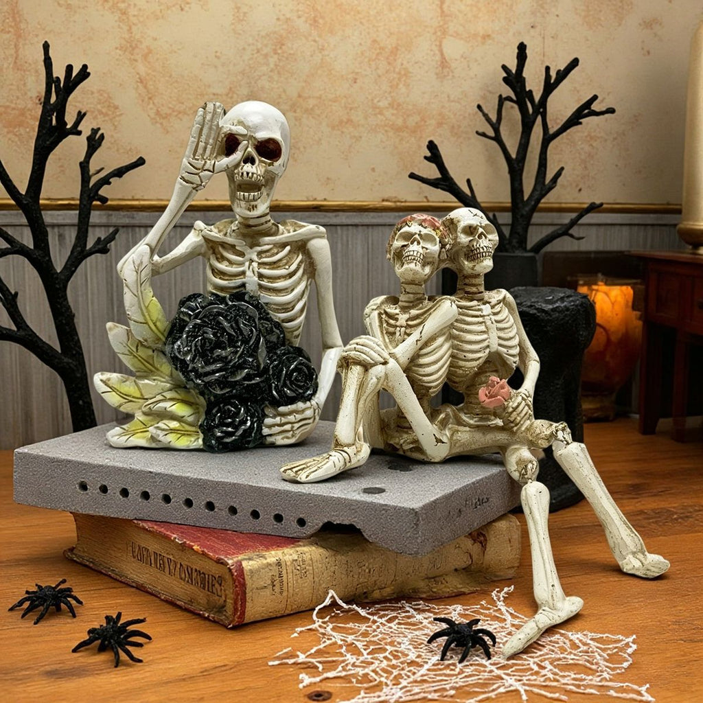 Stylish Skeleton Figure with Top Hat and Black Rose | Kelmera