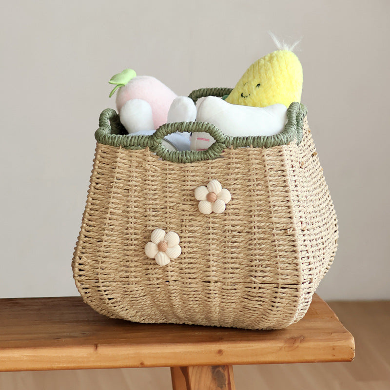 Stylish Storage Basket with Flower Appliqué | Kelmera