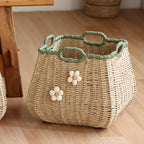 Stylish Storage Basket with Flower Appliqué | Kelmera