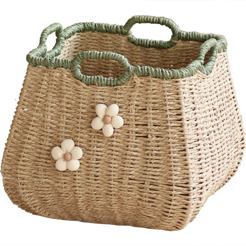 Stylish Storage Basket with Flower Appliqué | Kelmera