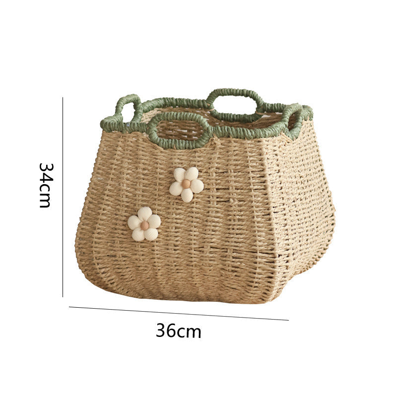 Stylish Storage Basket with Flower Appliqué | Kelmera
