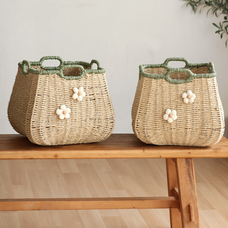 Stylish Storage Basket with Flower Appliqué | Kelmera