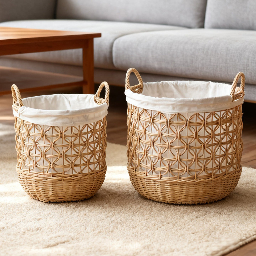 Stylish Storage Basket Woven Natural Fiber Cotton Textile | Kelmera