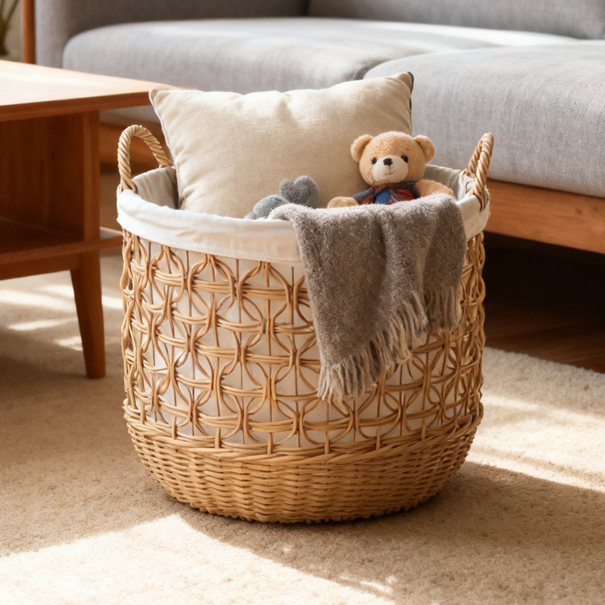 Stylish Storage Basket Woven Natural Fiber Cotton Textile | Kelmera