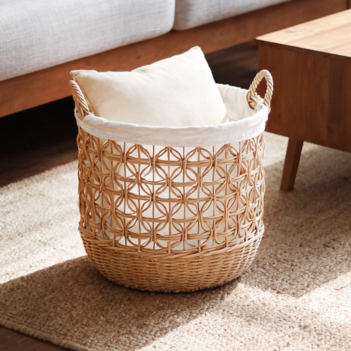 Stylish Storage Basket Woven Natural Fiber Cotton Textile | Kelmera
