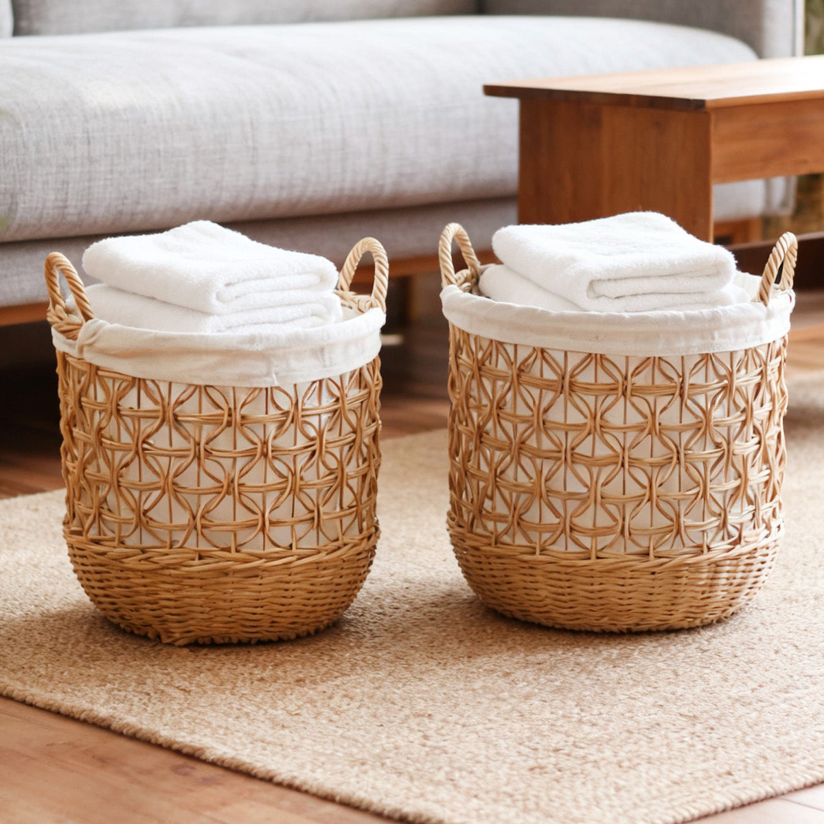 Stylish Storage Basket Woven Natural Fiber Cotton Textile | Kelmera