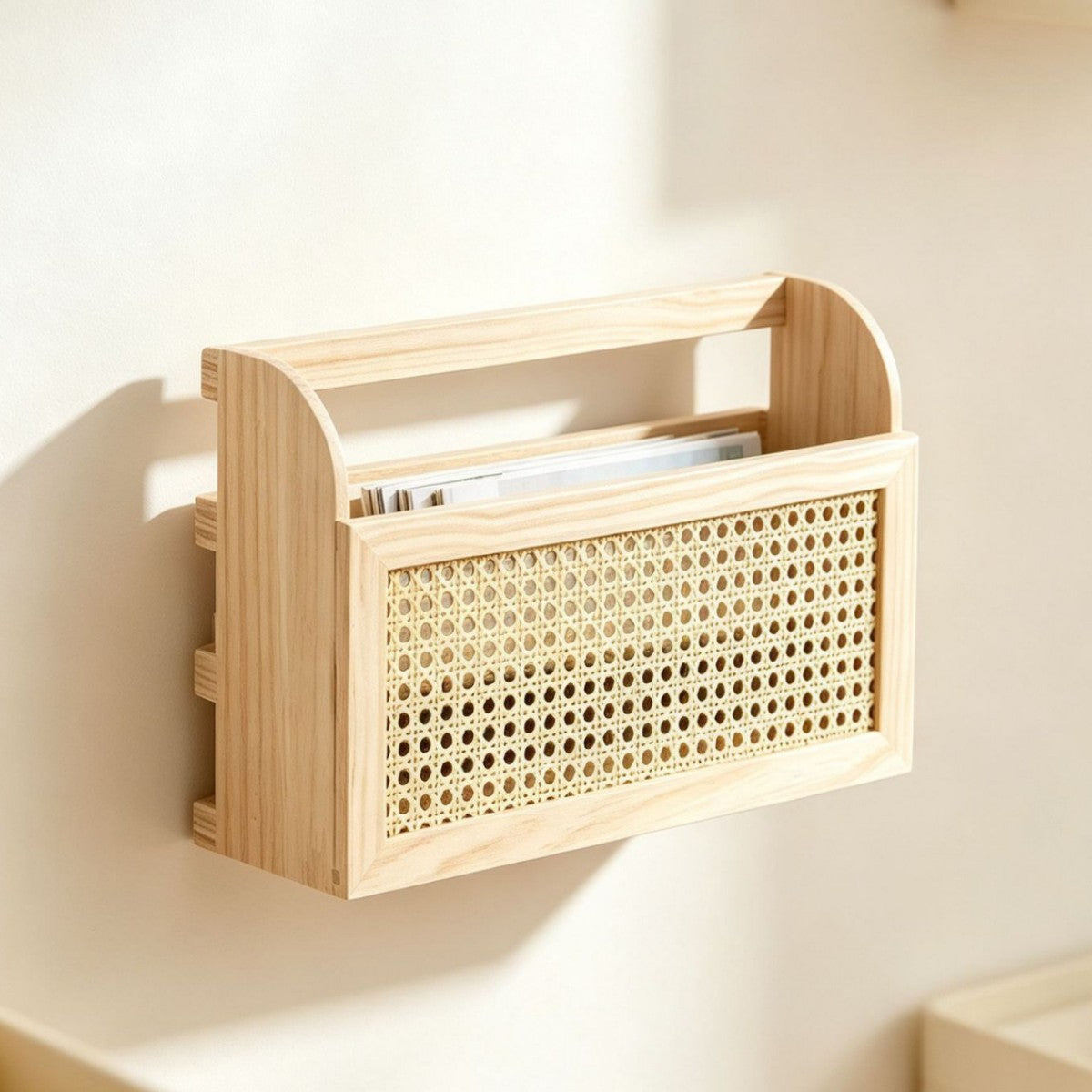 Stylish Storage Box made of Wood and Rattan | Kelmera