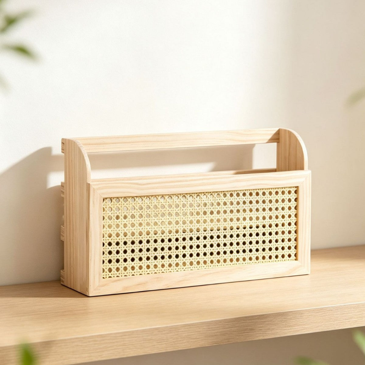 Stylish Storage Box made of Wood and Rattan | Kelmera