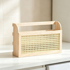 Stylish Storage Box made of Wood and Rattan | Kelmera