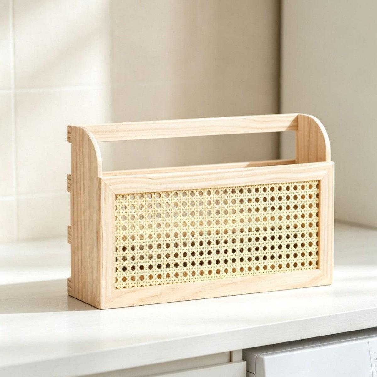 Stylish Storage Box made of Wood and Rattan | Kelmera