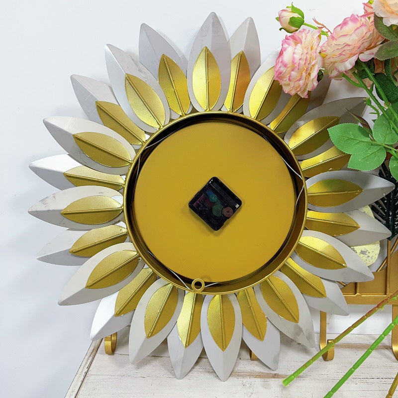 Sunburst Decorative Wall Clock with Leaf Motif | Kelmera