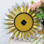 Sunburst Decorative Wall Clock with Leaf Motif | Kelmera