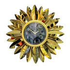 Sunburst Decorative Wall Clock with Leaf Motif | Kelmera