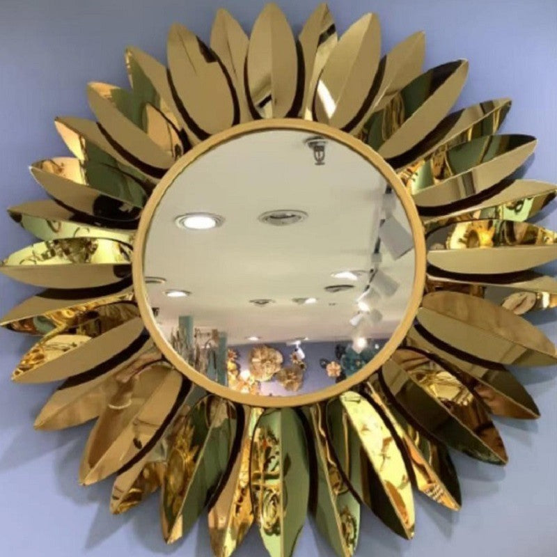Sunburst Decorative Wall Clock with Leaf Motif | Kelmera