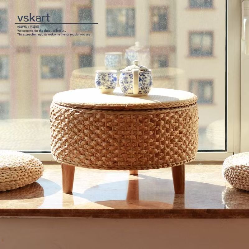 Tabletop Stool Woven Natural Fiber Wood | Kelmera