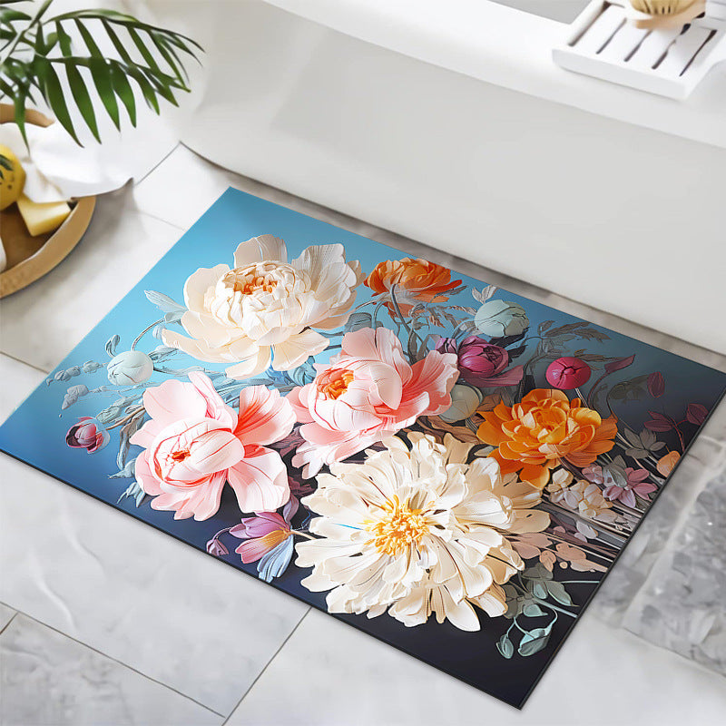 Textured Floral Design Bath Mat | Kelmera