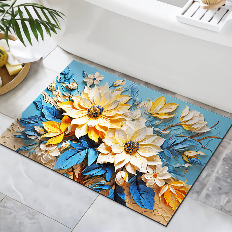 Textured Floral Design Bath Mat | Kelmera