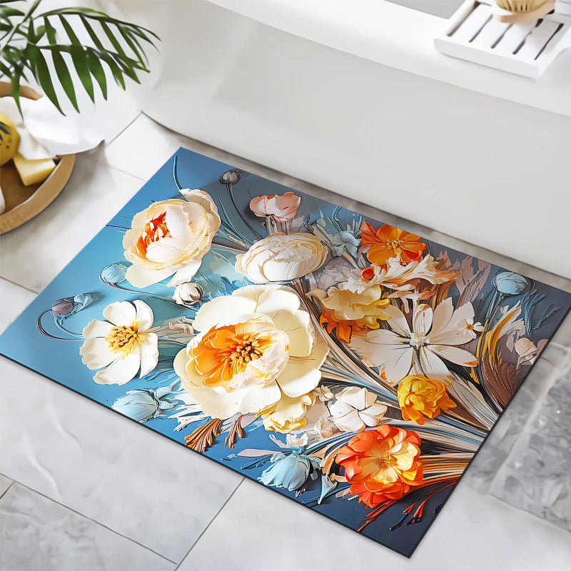 Textured Floral Design Bath Mat | Kelmera