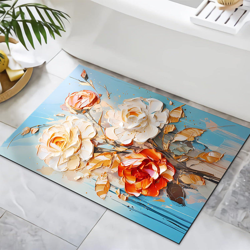 Textured Floral Design Bath Mat | Kelmera