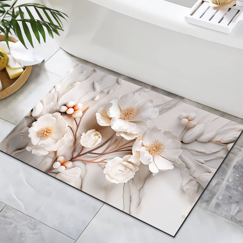 Textured Floral Design Bath Mat | Kelmera