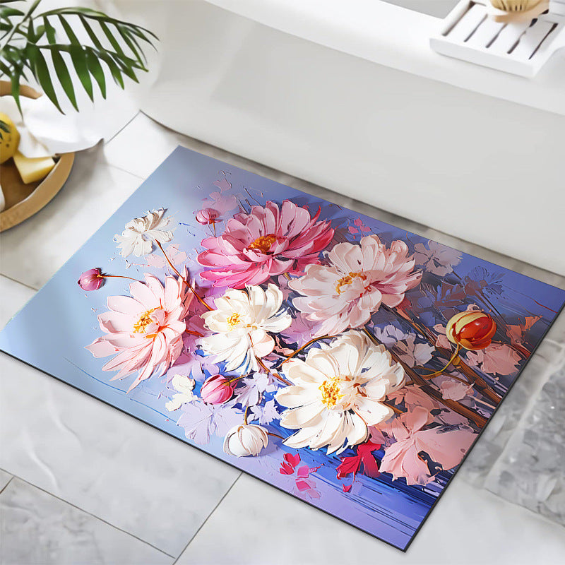 Textured Floral Design Bath Mat | Kelmera