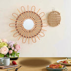 Trendy Round Wall Mirror with Rattan Frame | Kelmera