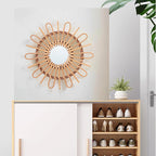 Trendy Round Wall Mirror with Rattan Frame | Kelmera