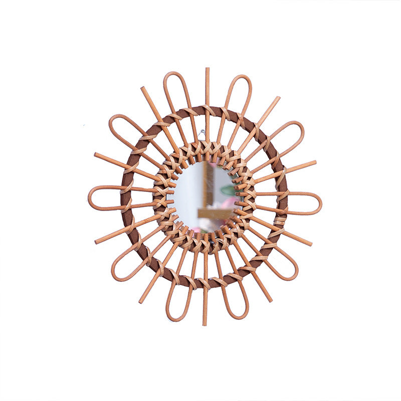 Trendy Round Wall Mirror with Rattan Frame | Kelmera