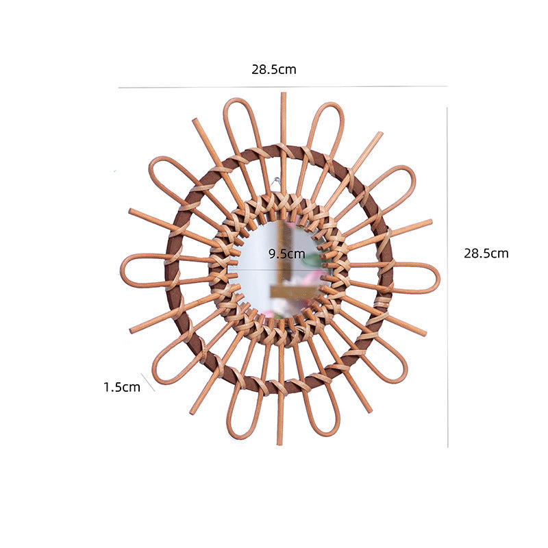 Trendy Round Wall Mirror with Rattan Frame | Kelmera