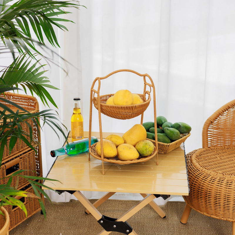 Two-Tiered Woven Fruit Display Stand | Kelmera