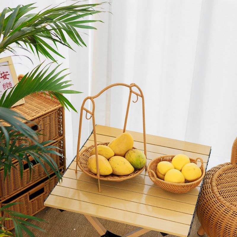 Two-Tiered Woven Fruit Display Stand | Kelmera