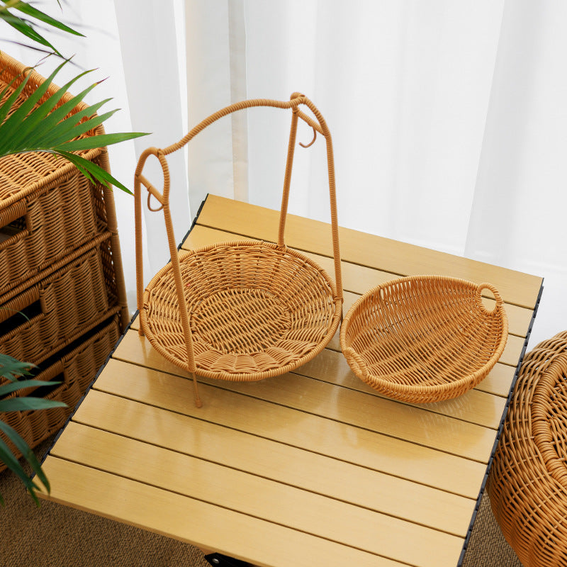 Two-Tiered Woven Fruit Display Stand | Kelmera