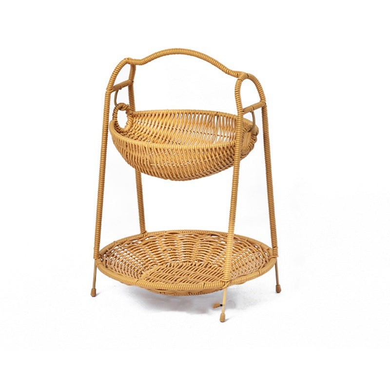 Two-Tiered Woven Fruit Display Stand | Kelmera
