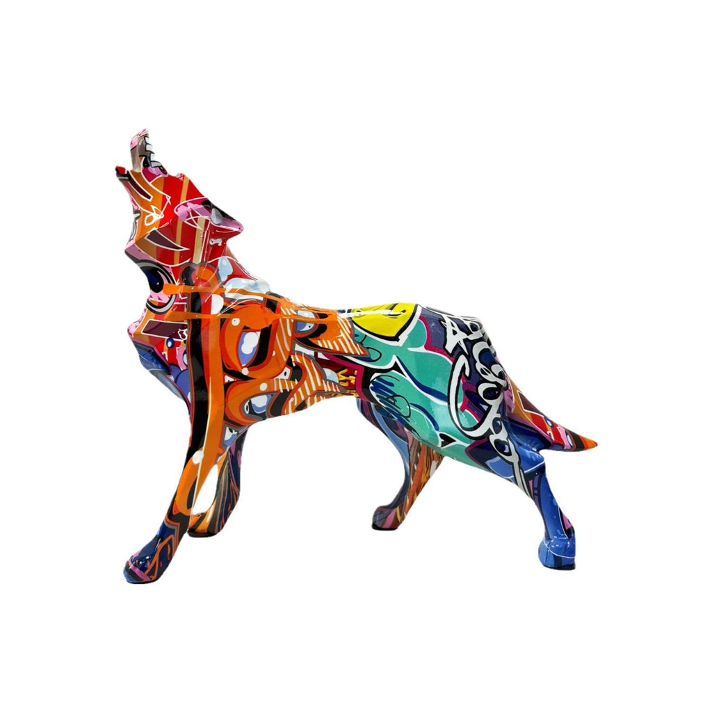 Unique Wolf Sculpture made of Hand-Painted Resin | Kelmera