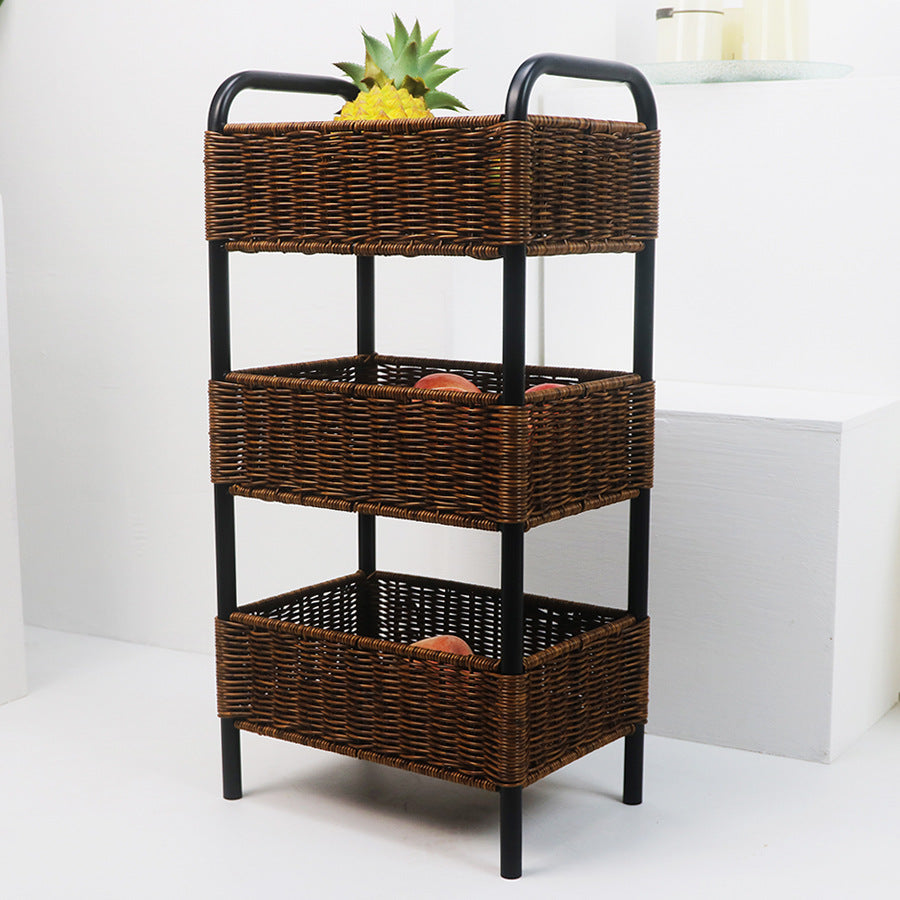 Versatile Shelf Cart with Woven Baskets | Kelmera