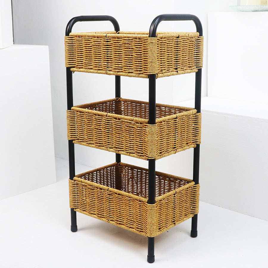 Versatile Shelf Cart with Woven Baskets | Kelmera