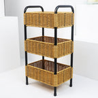 Versatile Shelf Cart with Woven Baskets | Kelmera