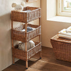 Versatile Shelf Cart with Woven Baskets | Kelmera