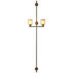 Vertical Brass Dual Glass Cylinder Wall Lamp with Strap Detail | Kelmera