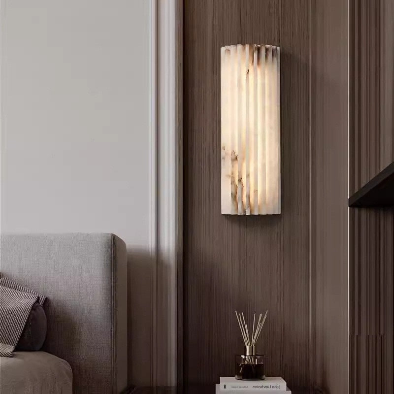 Vertical Ribbed Wall Lamp with Alabaster Effect and LED | Kelmera
