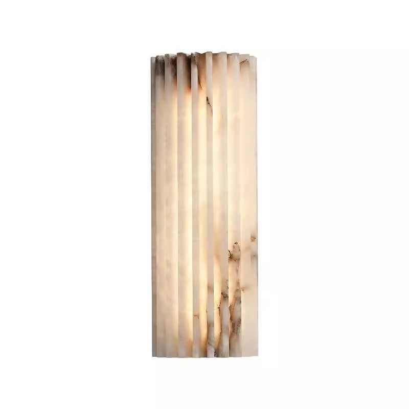 Vertical Ribbed Wall Lamp with Alabaster Effect and LED | Kelmera