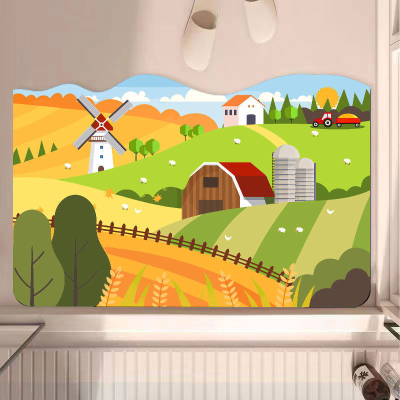 Vintage Farm-Themed Plush Area Rug | Kelmera