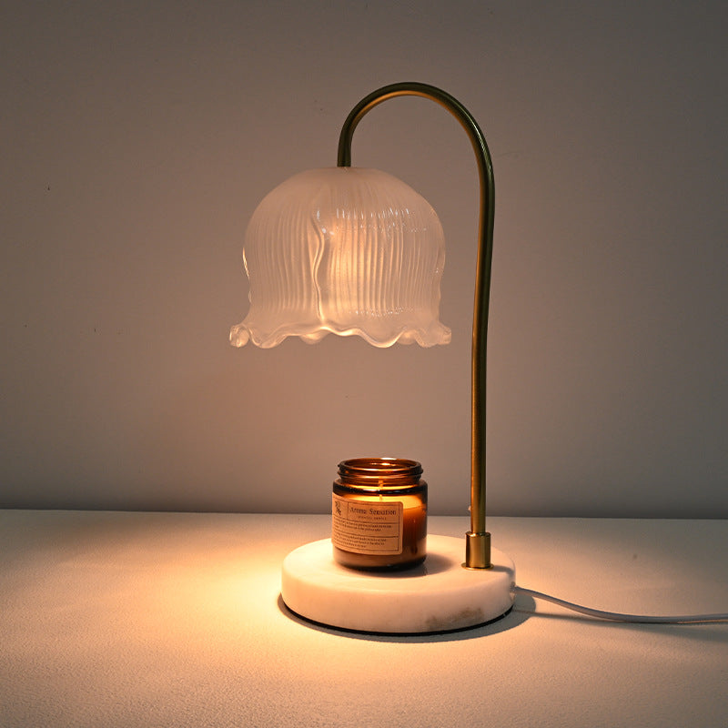 Vintage-Glass-Bell-Shade Marble-Base Table Lamp | Kelmera