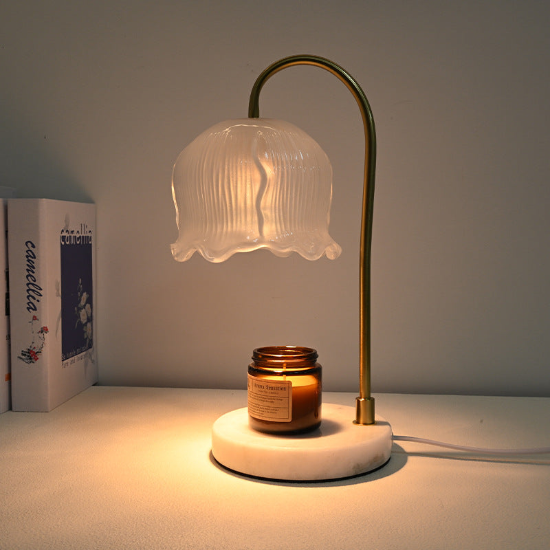 Vintage-Glass-Bell-Shade Marble-Base Table Lamp | Kelmera