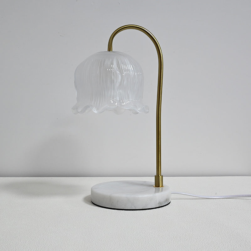 Vintage-Glass-Bell-Shade Marble-Base Table Lamp | Kelmera