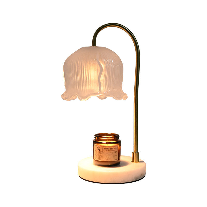 Vintage-Glass-Bell-Shade Marble-Base Table Lamp | Kelmera